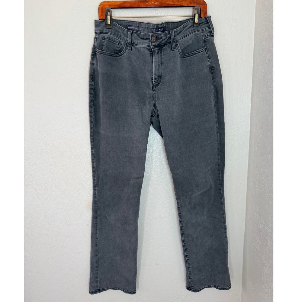 Women's NYDJ Marilyn‎ Straight Gray Stretch Denim Jeans Size 12